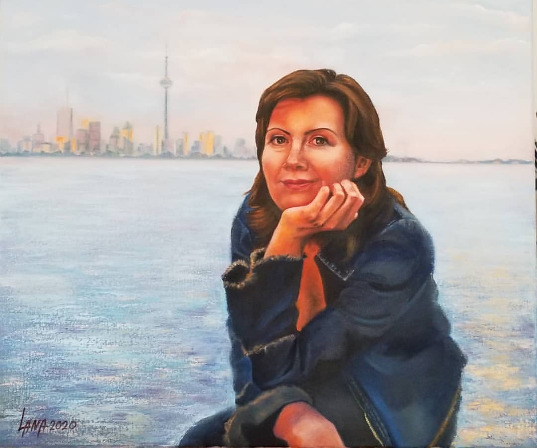 Woman City Sunset final commission